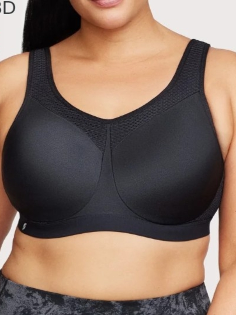 Glamorise High Impact Underwire Sports Bra US Size 36F Black  EUC